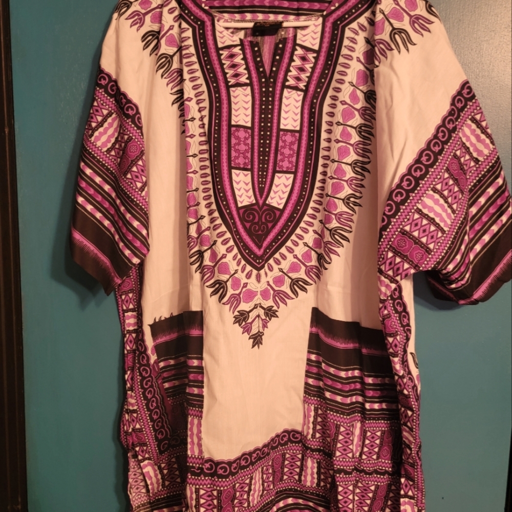 Purple and Black Dashiki Top